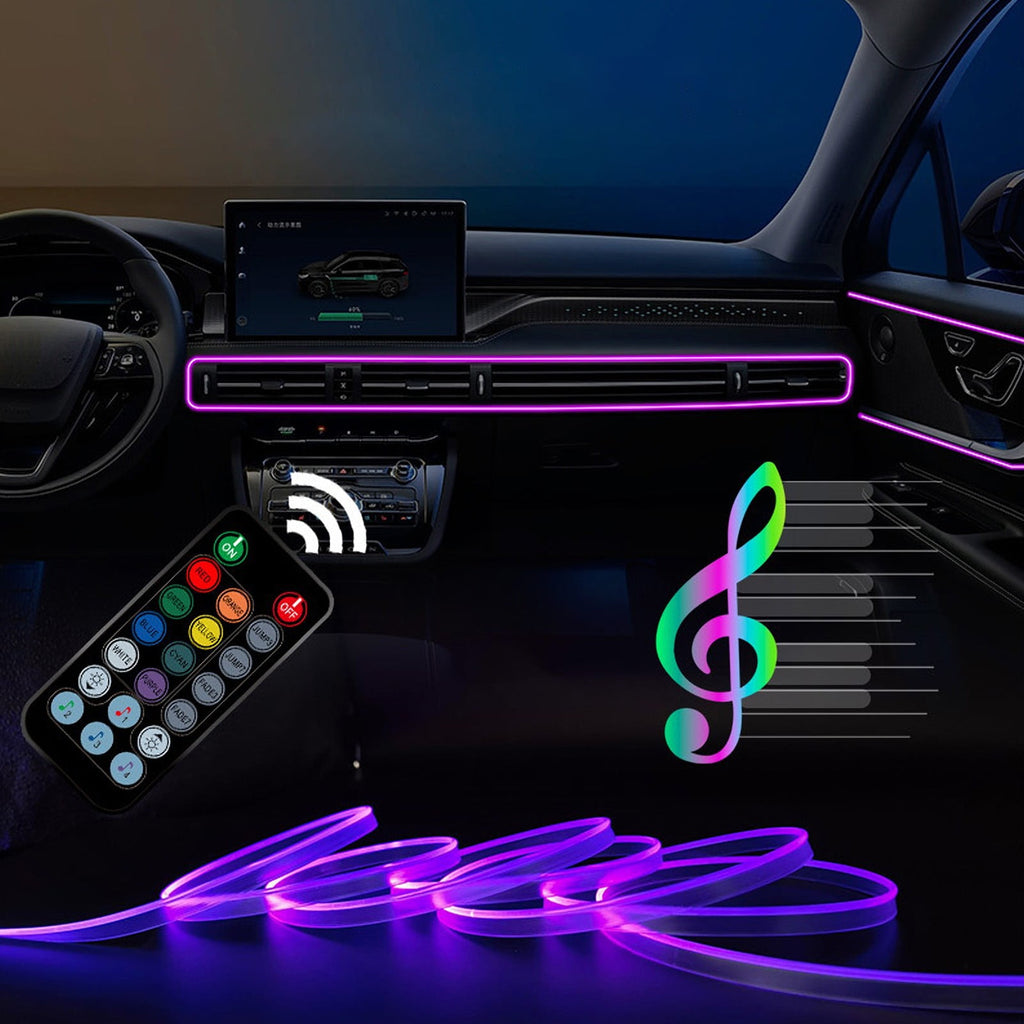 RGB Interior Car LED Strip Lights, 4PCS Multicolor under Dash Lighting Kit with Music Sync Mode, Remote Control for Customizable Ambiance in Cars and Trucks