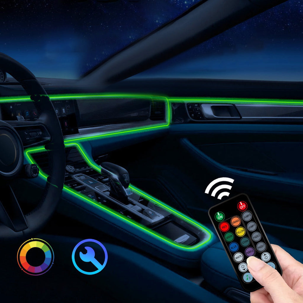 RGB Interior Car LED Strip Lights, 4PCS Multicolor under Dash Lighting Kit with Music Sync Mode, Remote Control for Customizable Ambiance in Cars and Trucks