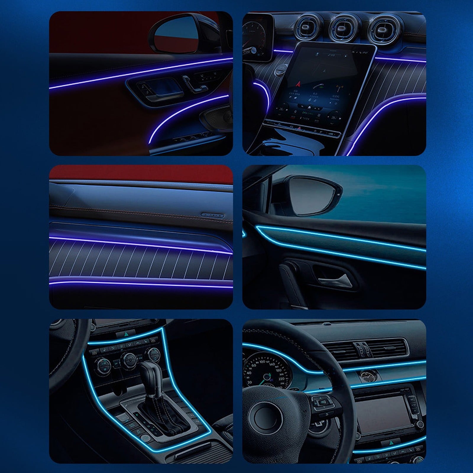 RGB Interior Car LED Strip Lights, 4PCS Multicolor under Dash Lighting Kit with Music Sync Mode, Remote Control for Customizable Ambiance in Cars and Trucks