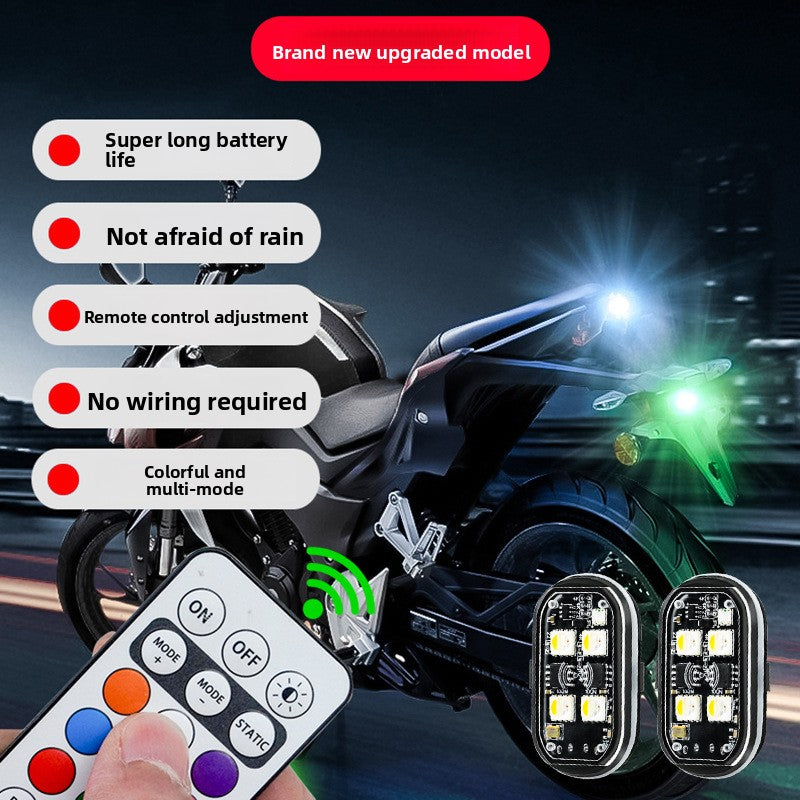 Wireless remote control aircraft lights.
 Works on/in any vehicle.